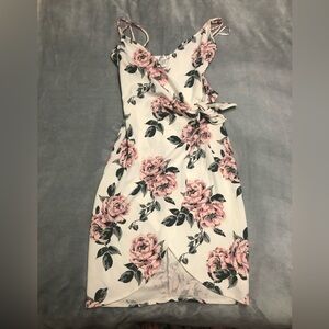 Streetwear Society White and Pink Floral Mini Dress